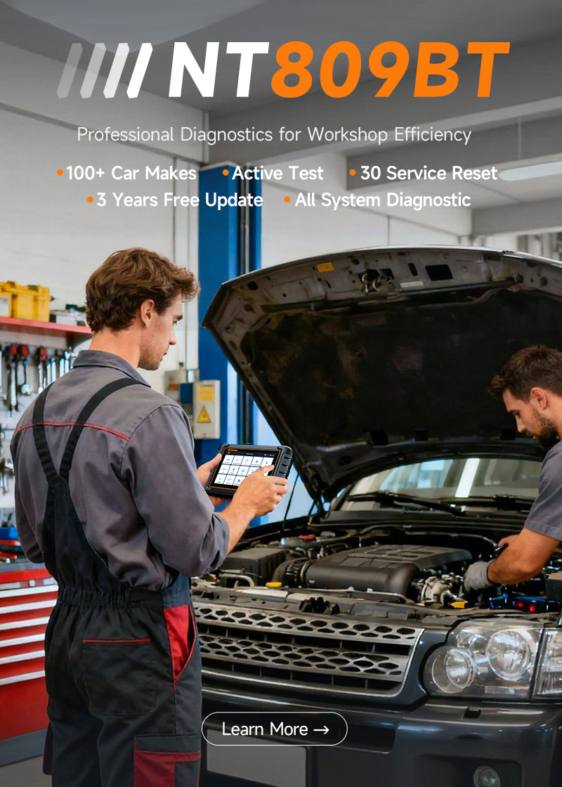 Foxwell NT809BT Black Interface Details support 100+ Car Makes, 3 Years FreeUpdate, All System Diagnostic, 30 Service Reset, Active Test, app