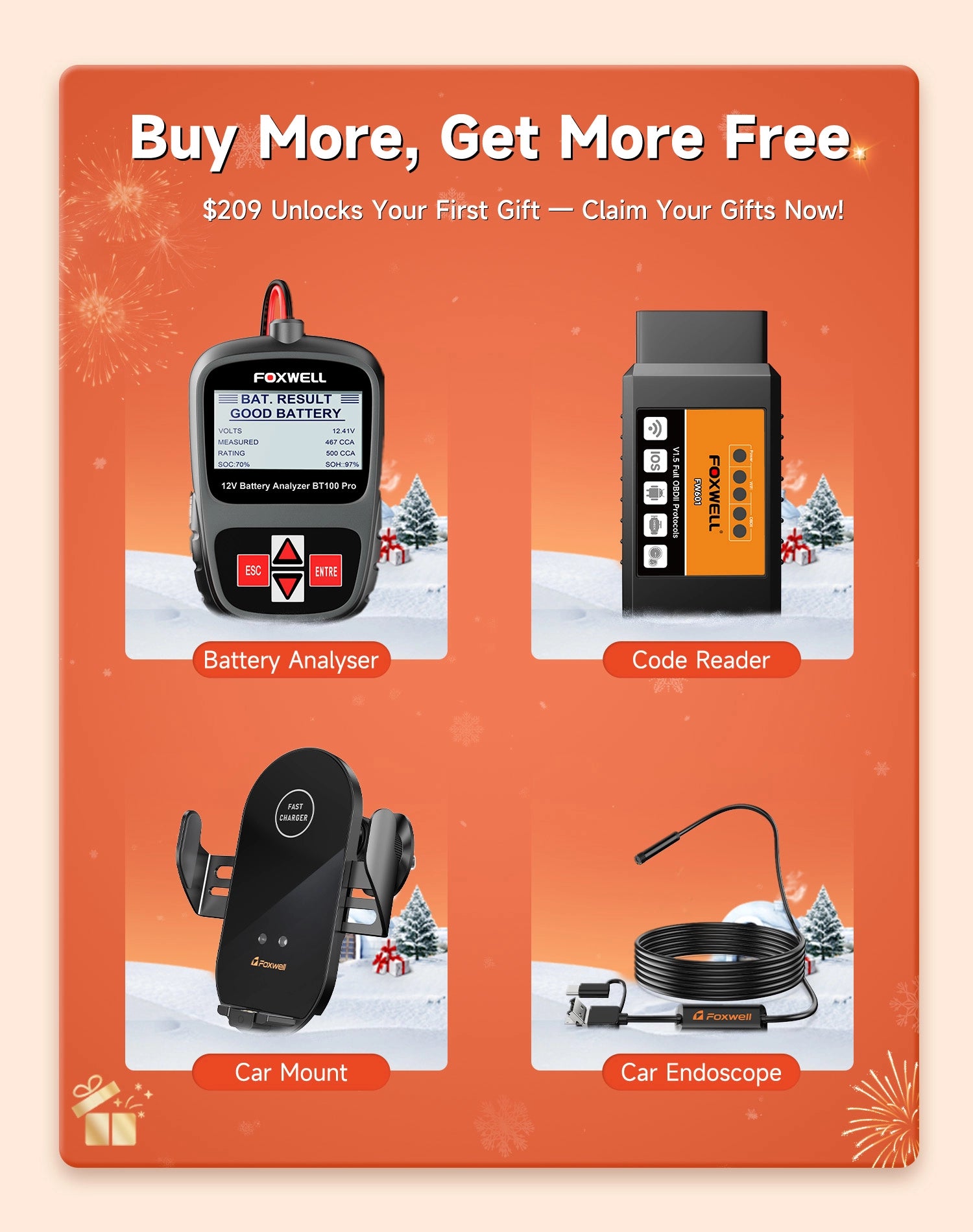 Foxwell New Year mega sale: $209 Unlocks Your First Gift - Claim Your Gifts Now!