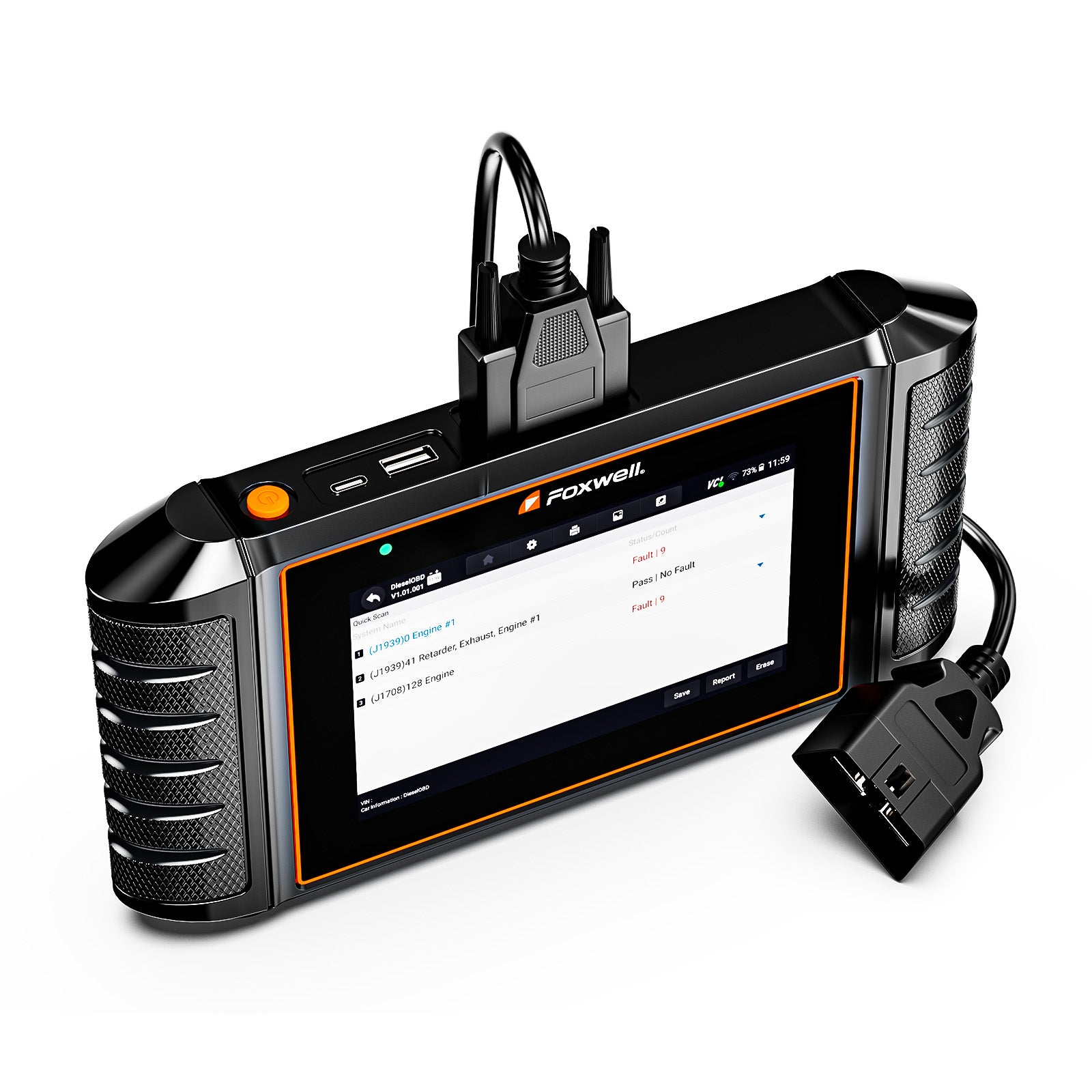 Foxwell HD500 International Truck Diagnostic Scanner Connected with Cable