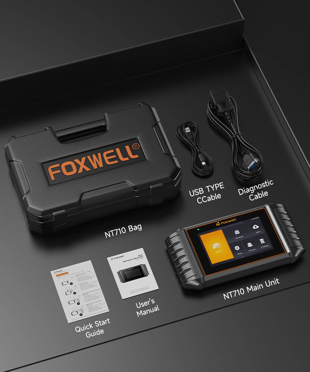 NT710 packing list include BOX, user manual, tablet, diagnostic cable.