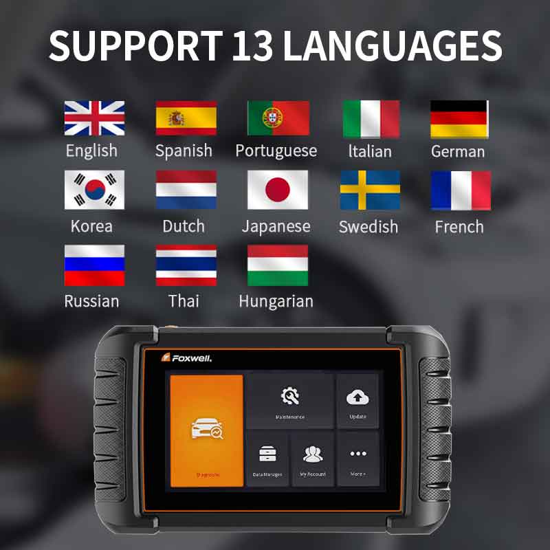 Foxwell NT809 Supports 13 Languages