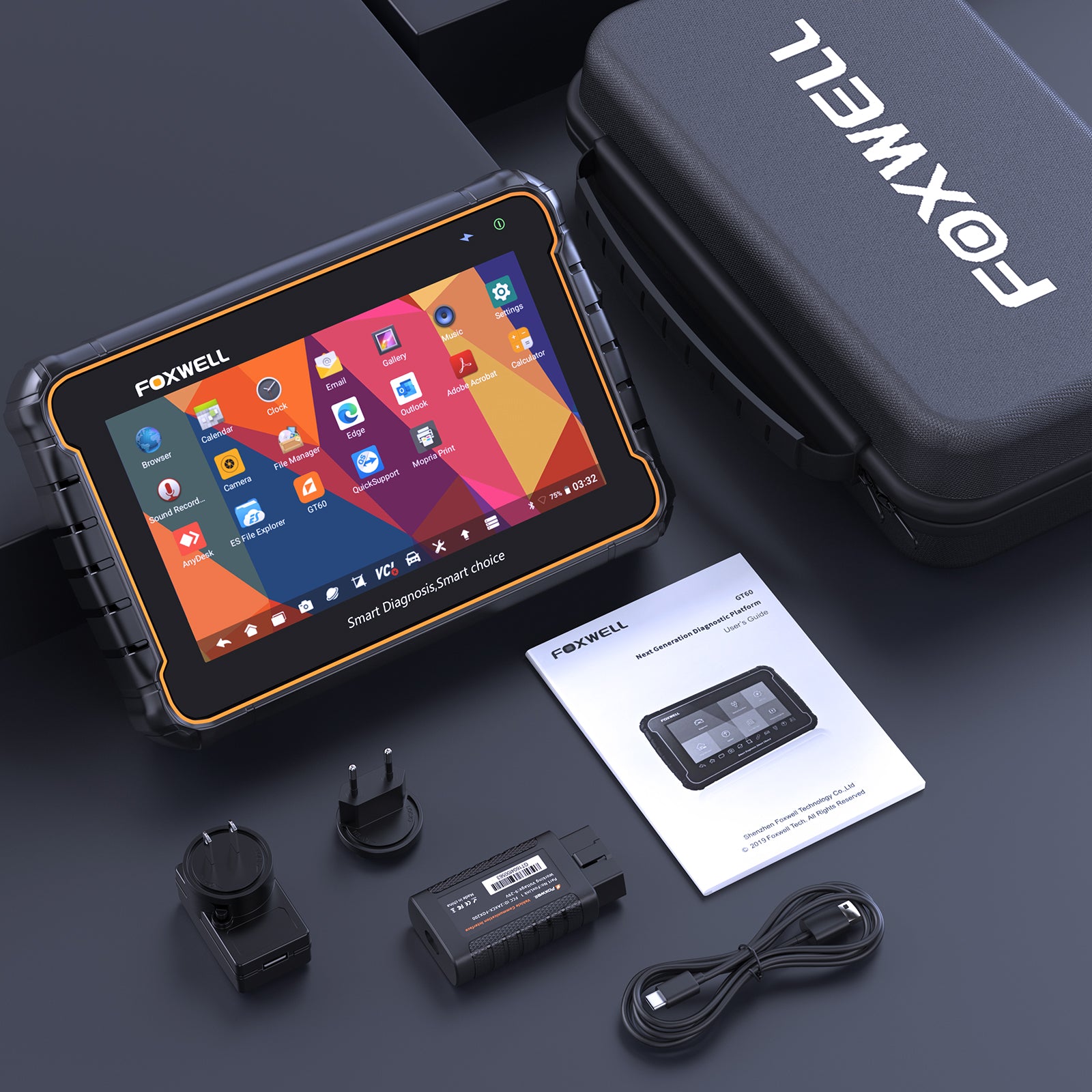 Foxwell GT60 Android Tablet Scanner OBD2 Table Diagnostic Tool with 20+ Special Functions Injector Coding
