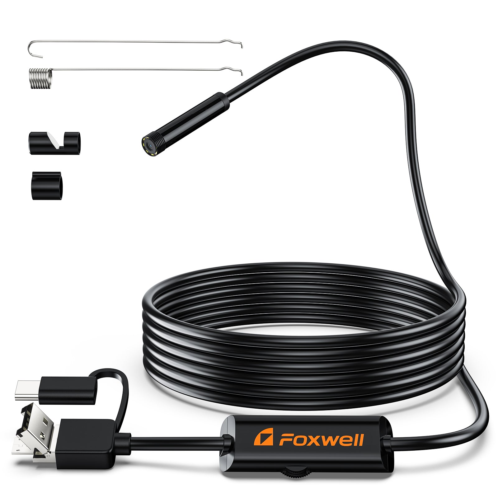 Foxwell ES100 Automotive Endoscope 3-in-1 USB Type-C Android, 1920*1080P fit for Foxwell NT809, NT809BT, NT809TS, NT909, NT1009, Android Phone, PC