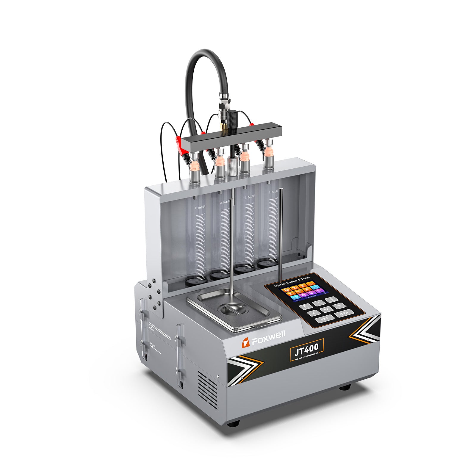 Foxwell JT400 Fuel Injector Cleaner, Ultrasonic Cleaning Machine with Heating Function 4 Cylinder for GDI, EFI, FSI Fuel Injectors