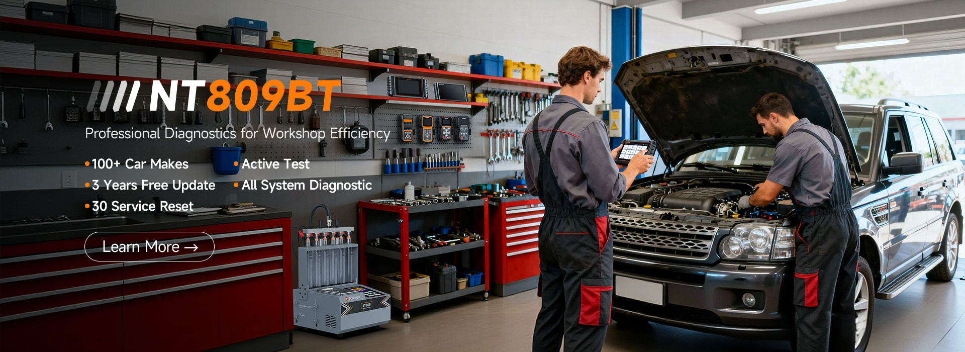 Foxwell NT809BT Black Interface Details support 100+ Car Makes, 3 Years FreeUpdate, All System Diagnostic, 30 Service Reset, Active Test, pc